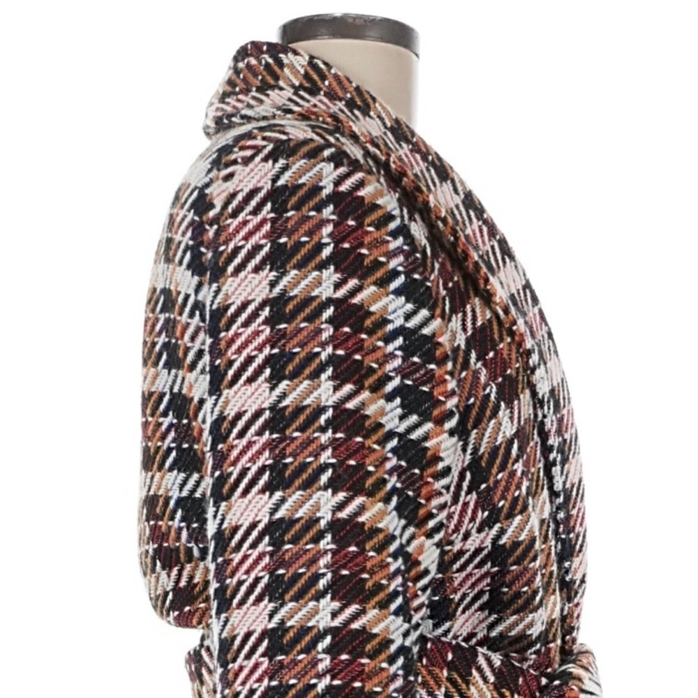 CAbi Plaid Wool Fringe Belted Coat Multicolor Size M - Picture 10 of 15